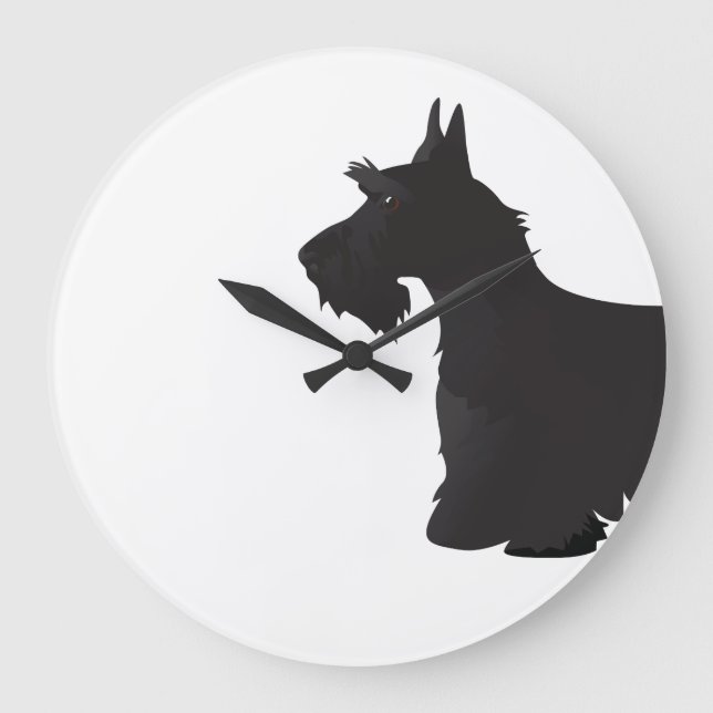 Scottie Scottish Terrier Basic Breed SIlhouette Stor Klocka (Framsida)