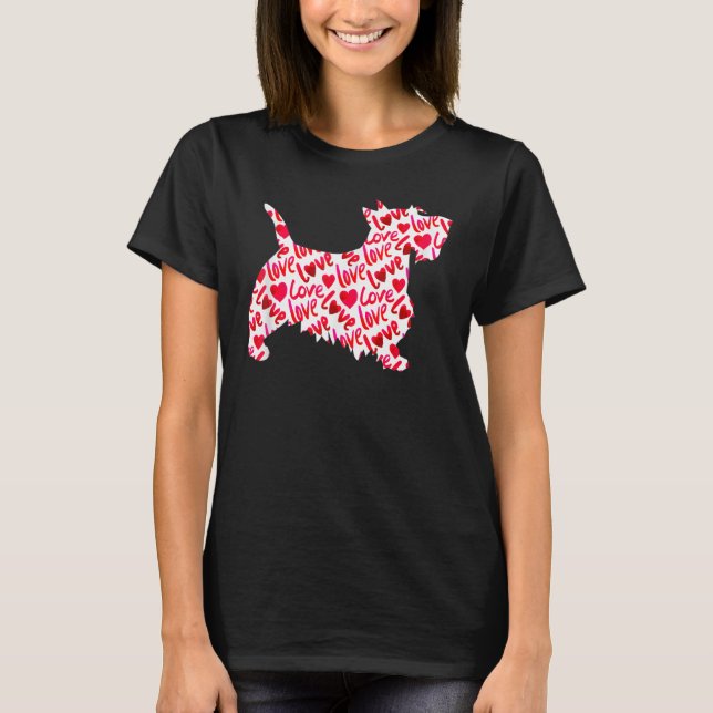 Scottie Scottish Terrier Heart Hund Valentine Day T Shirt (Framsida)