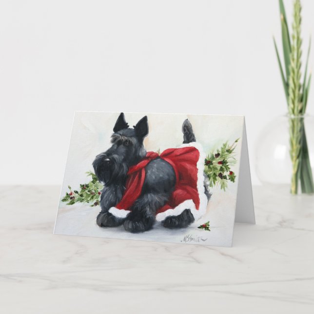 Scottie Scottish Terrier Hund God jul Helgkort (Framsida)
