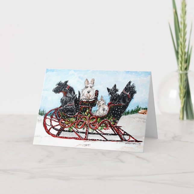 Scottie Sleigh Ride Helgkort (Framsida)