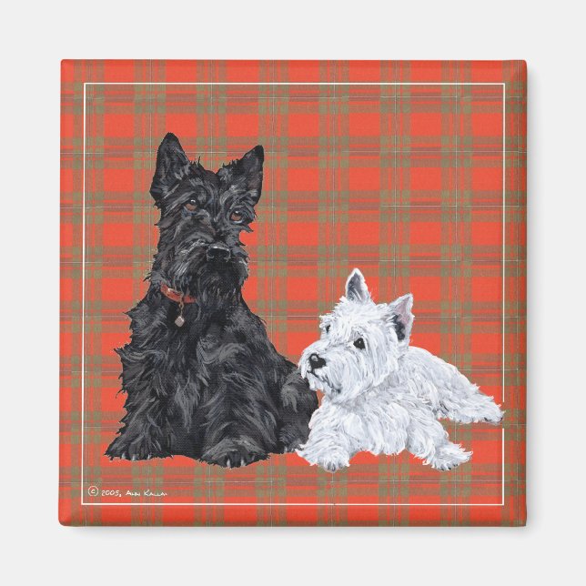 Scottie vuxen & Westie valp Magnet (Framsidan)