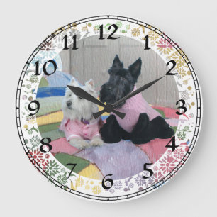 Scottie & Westie Clock Stor Klocka