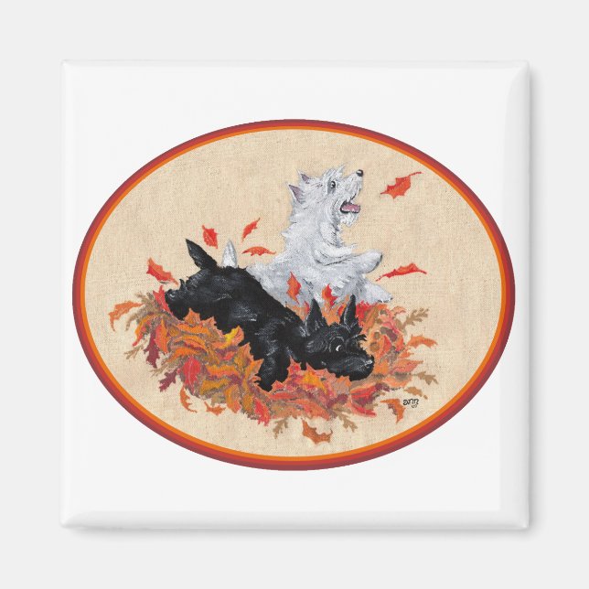 Scottie & Westie Fallna Löv Magnet (Framsidan)