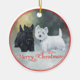 Scottie Westie jul Julgransprydnad Keramik