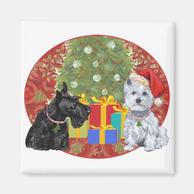 Scottie & Westie Jul Magnet (Framsidan)