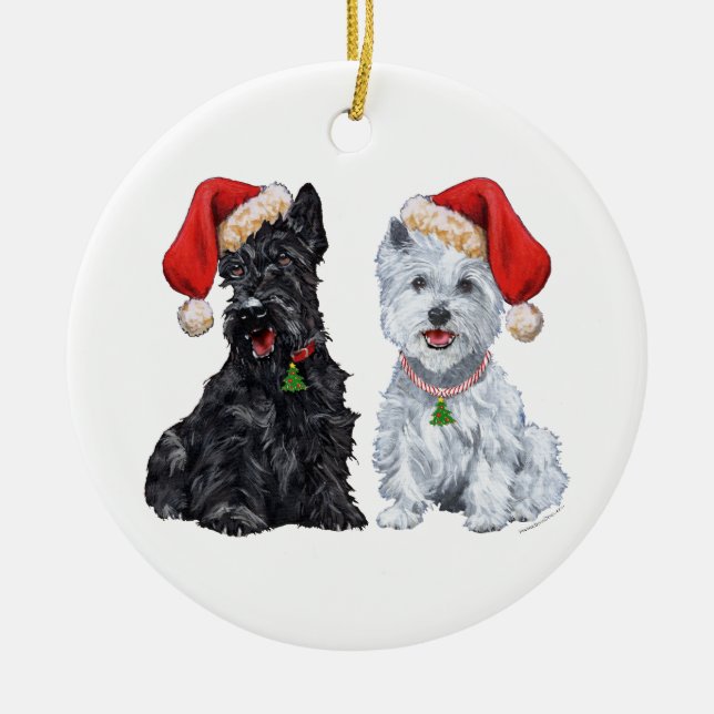 Scottie & Westie-ornament Julgransprydnad Keramik (Framsidan)