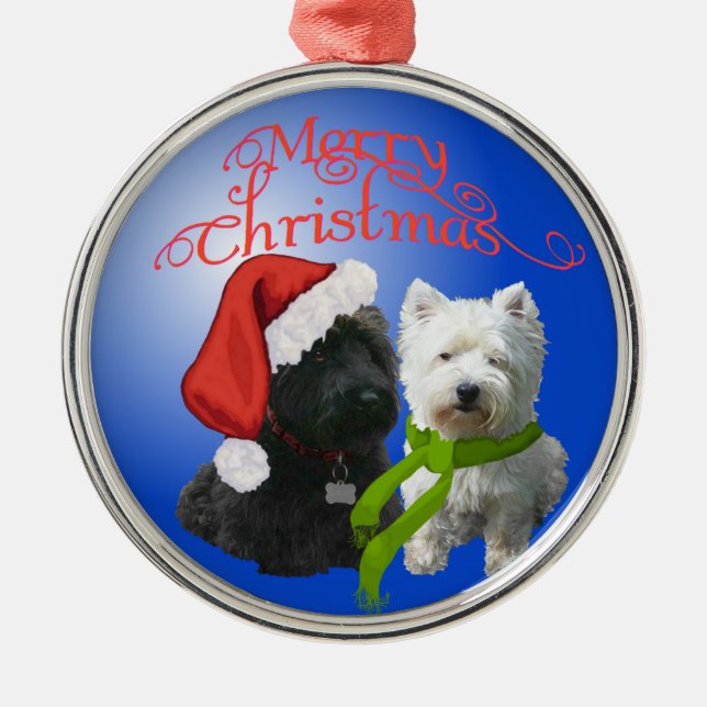 Scottie & Westie-ornament Julgransprydnad Metall (Framsidan)