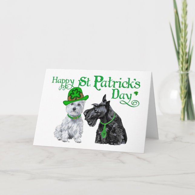 Scottie & Westie St. Patrick's Day Kort (Framsida)