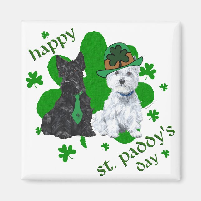Scottie & Westie St. Patrick's Day Magnet (Framsidan)