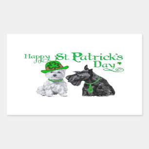 Scottie & Westie St. Patrick's Day Rektangulärt Klistermärke