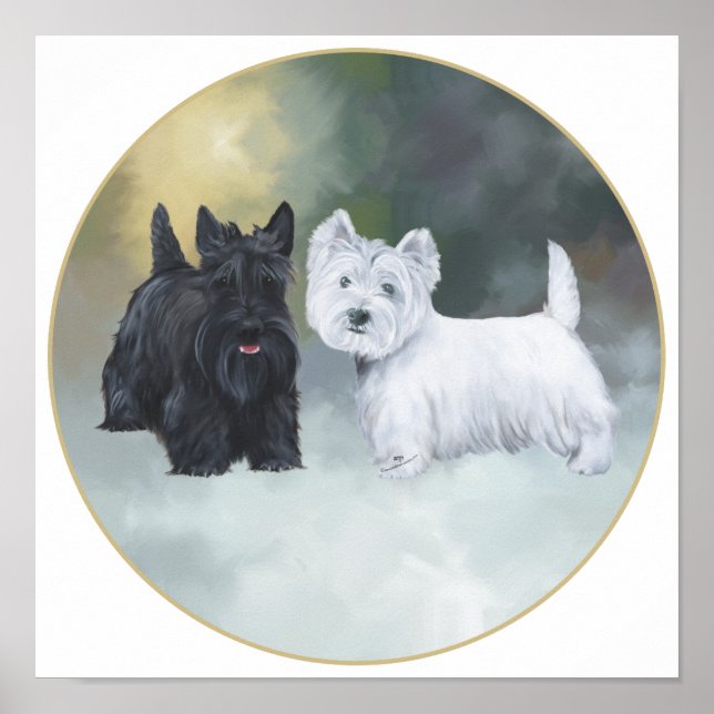 Scottie Westie Vintertid Poster (Framsidan)