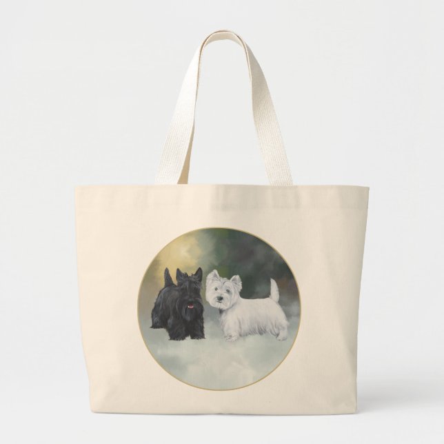 Scottie Westie Wintertime Jumbo Tygkasse (Framsidan)