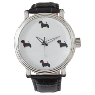 Scottiehunden bemannar vintageklockan armbandsur