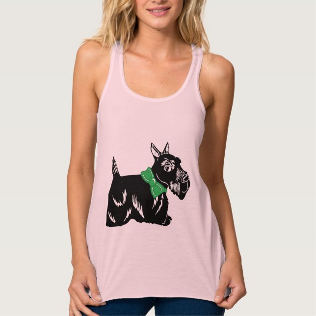 Scottiehundkvinna tanktop för Bella Flowy skörd Linne Med Racerback (Framsida)