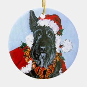 Scottiejultomten Julgransprydnad Keramik