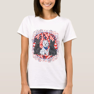 Scotties och en Westie amerikansk flagga Tee