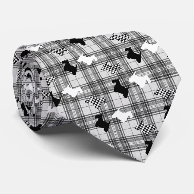 Scotties och grå pläd slips (Rullad)