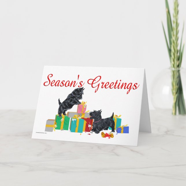 Scotties Sorterar Julklapparna Helgkort (Framsida)