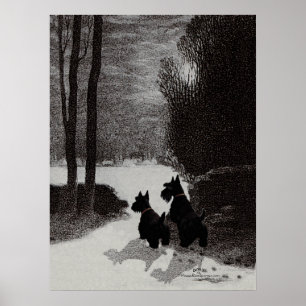 Scotties Surreal Vinter Natt Poster