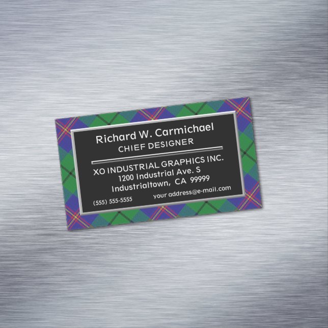Scottish Accent Klan Carmichael Tartan Visitkortmagnet (In Situ)