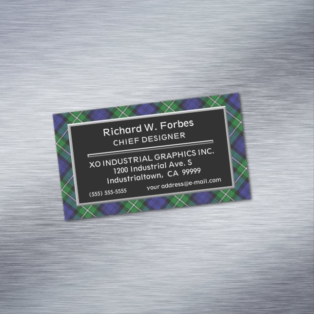 Scottish Accent Klan Forbes Tartan Magnetiska Visitkort (In Situ)