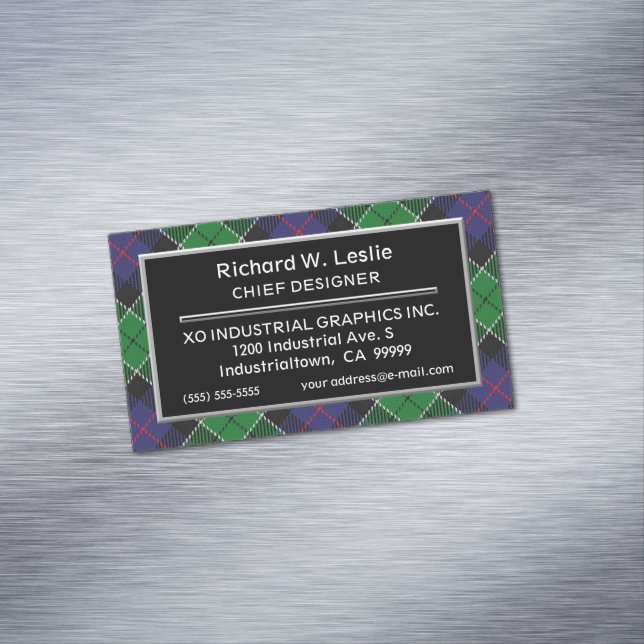 Scottish Accent Klan Leslie Tartan Magnetiska Visitkort (In Situ)