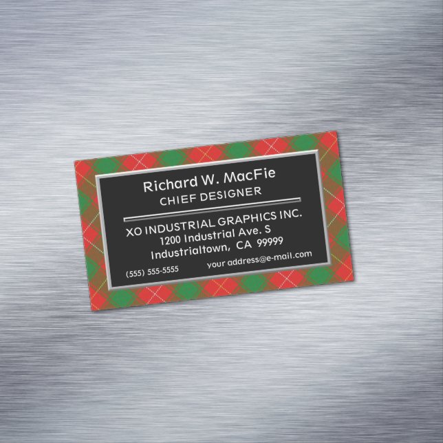 Scottish Accent Klan MacFie Tartan Magnetiska Visitkort (In Situ)