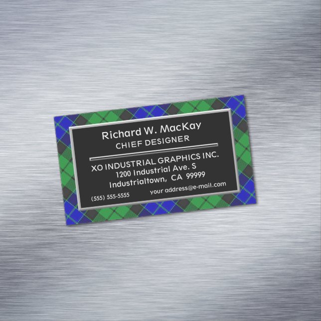 Scottish Accent Klan MacKay Tartan Magnetiska Visitkort (In Situ)