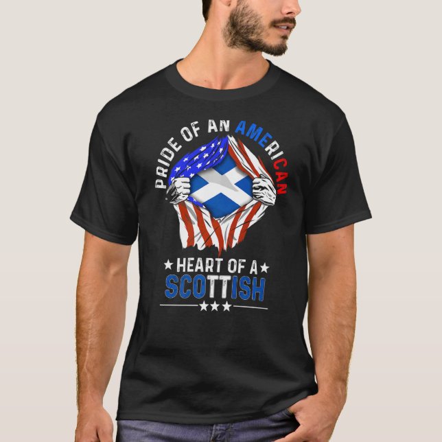 Scottish American America Pride Foreign Scotland F T Shirt (Framsida)