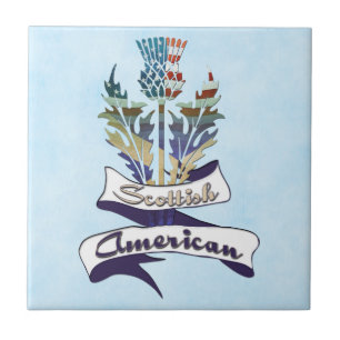 Scottish American Thistle Flaggor Tile Kakelplatta