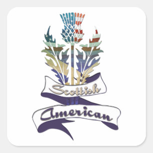 Scottish American Thistle Stickers Fyrkantigt Klistermärke