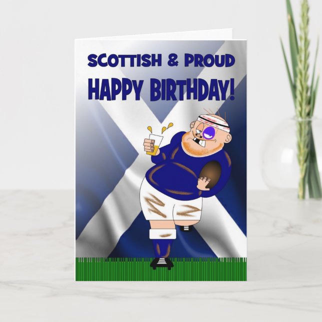 Scottish and Proud Beer Rugby Birthday Card Kort (Framsida)