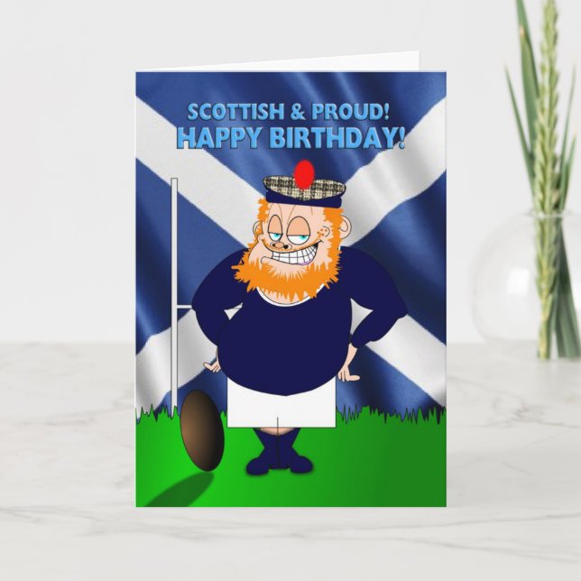 Scottish and Proud Rugby Birthday Card Kort (Framsida)