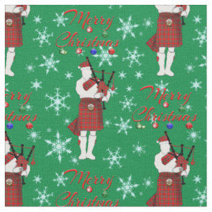 Scottish Bagpiper God jul med Snöflingor Tyg