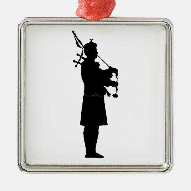 Scottish Bagpiper Silhouette Julgransprydnad Metall (Framsidan)