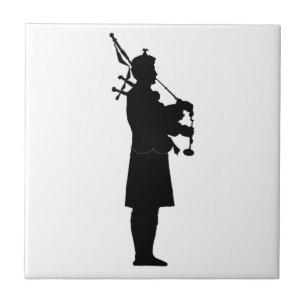 Scottish Bagpiper Silhouette Kakelplatta