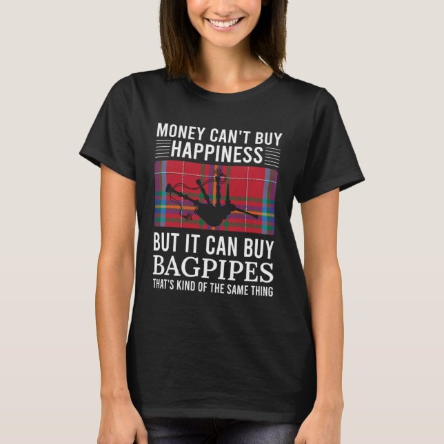 Scottish Bagpipes Tartan Happiness  Bagpipe T Shirt (Framsida)