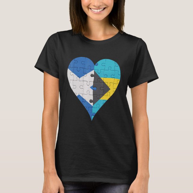Scottish Bahamian Flagga Heart T Shirt (Framsida)