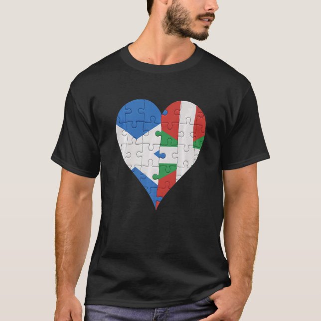 Scottish Baskque Flagga Heart T Shirt (Framsida)