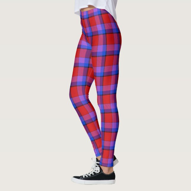 Scottish Blast Lila and Red Tartan Play Leggings (Vänster)