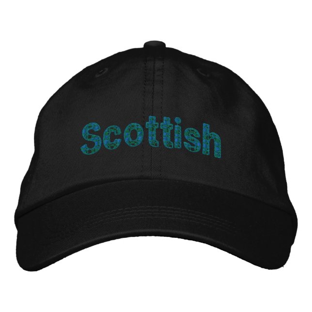 Scottish Blue Grönt Tartan Cap Broderad Keps (Framsida)