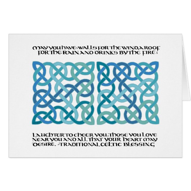 Scottish Bluting Calligraphy with Celtic Knots Hälsningskort (Framsidan Horizontal)