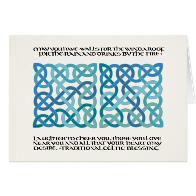 Scottish Bluting Calligraphy with Celtic Knots Hälsningskort (Framsidan Horizontal)
