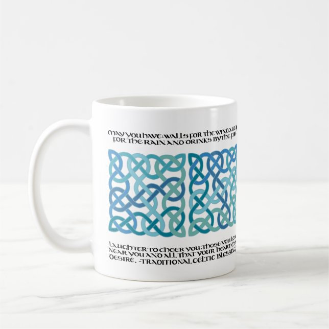 Scottish Bluting Calligraphy with Celtic Knots Kaffemugg (Vänster)