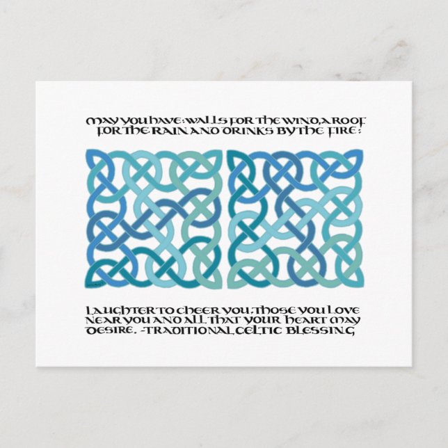 Scottish Bluting Calligraphy with Celtic Knots Vykort (Framsida)