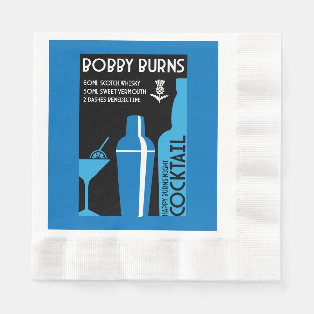 Scottish Bobby Burns Whiskey Cocktail Pappersservett (Framsidan)