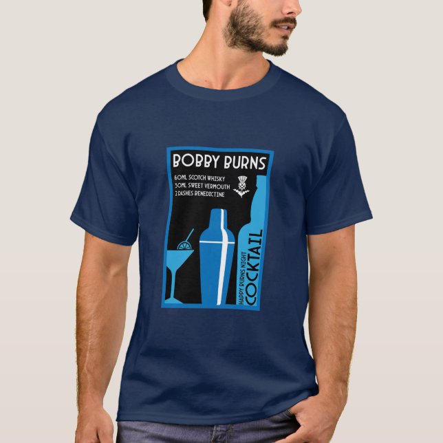 Scottish Bobby Burns Whiskey Cocktail T Shirt (Framsida)