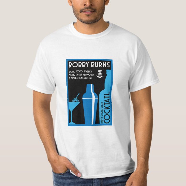 Scottish Bobby Burns Whiskey Cocktail T Shirt (Framsida)
