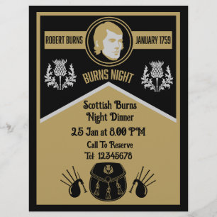 Scottish Burns Night Dinner Inbjudan Reklamblad