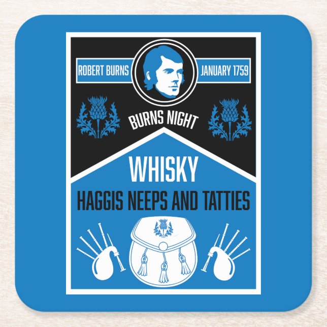 Scottish Burns Night Underlägg Papper Kvadrat (Framsidan)